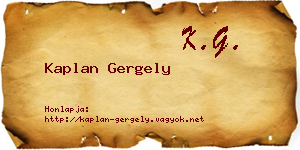 Kaplan Gergely névjegykártya